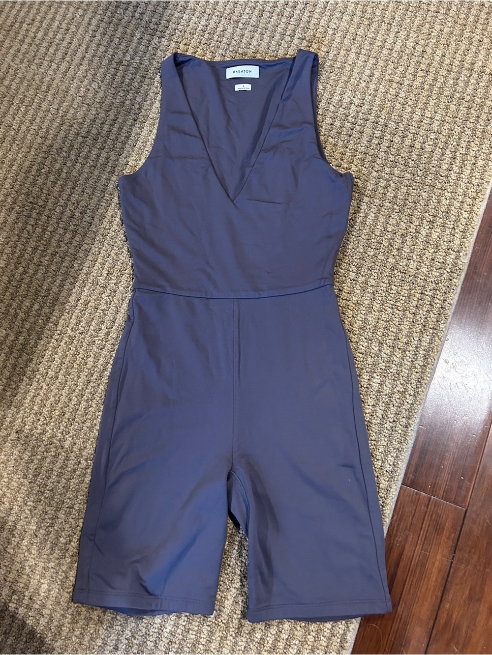Babaton Navy Blue Sleeveless V-Neck Romper